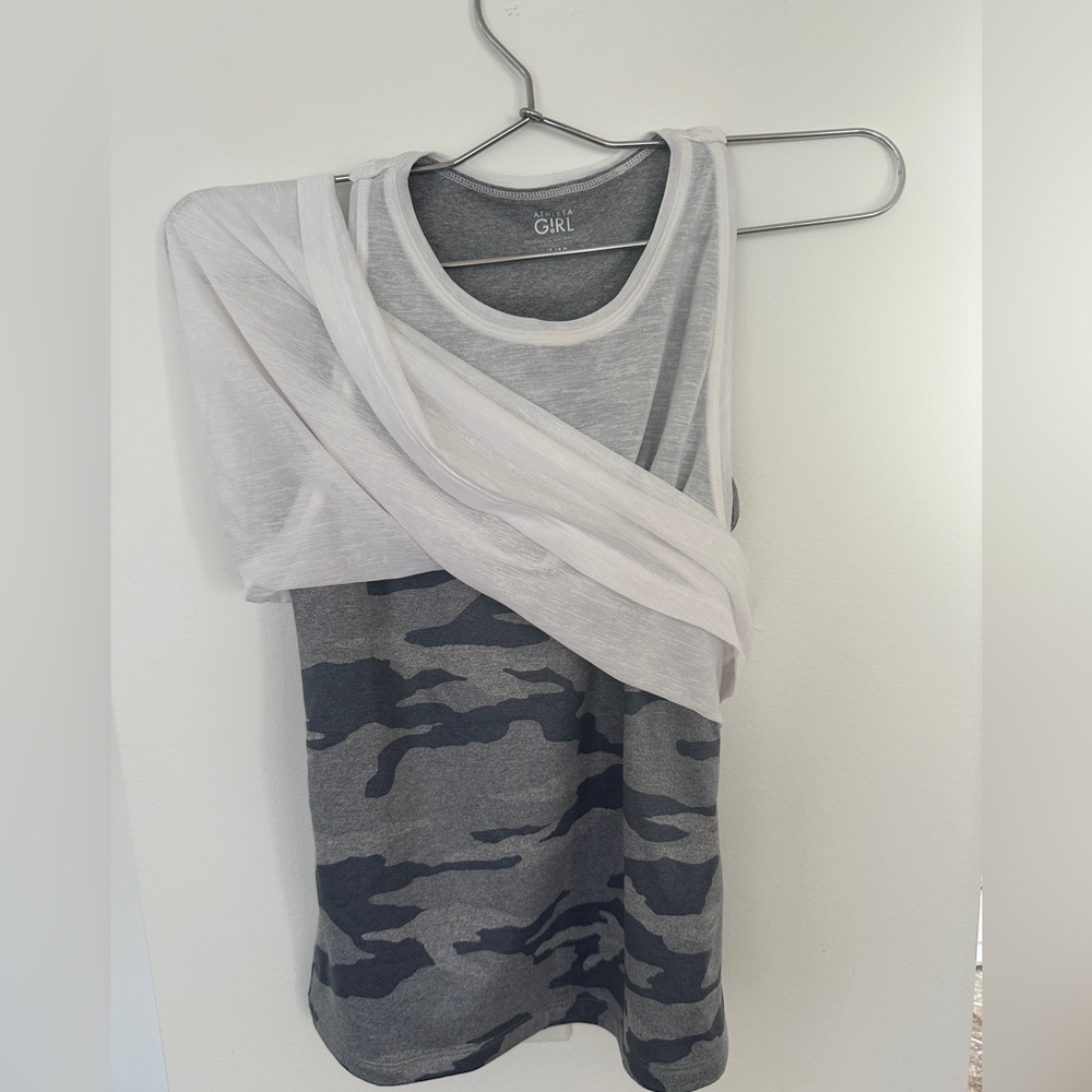 Athleta Girl "Tie Breaker" Tank (Size Girls L/12) NWT  - Gray Camo